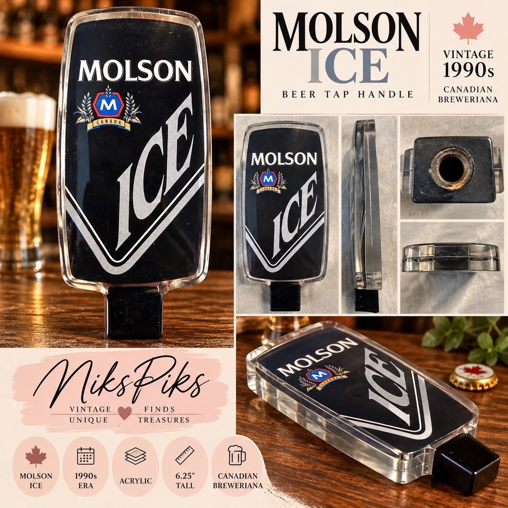 Vintage 1990s Molson Ice Beer Tap Handle Clear Acrylic 6.25" Canada Breweriana